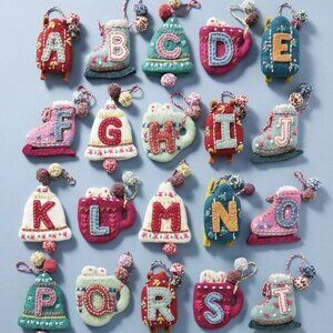 Anthropologie Snow Day Monogram Ornament Letter L